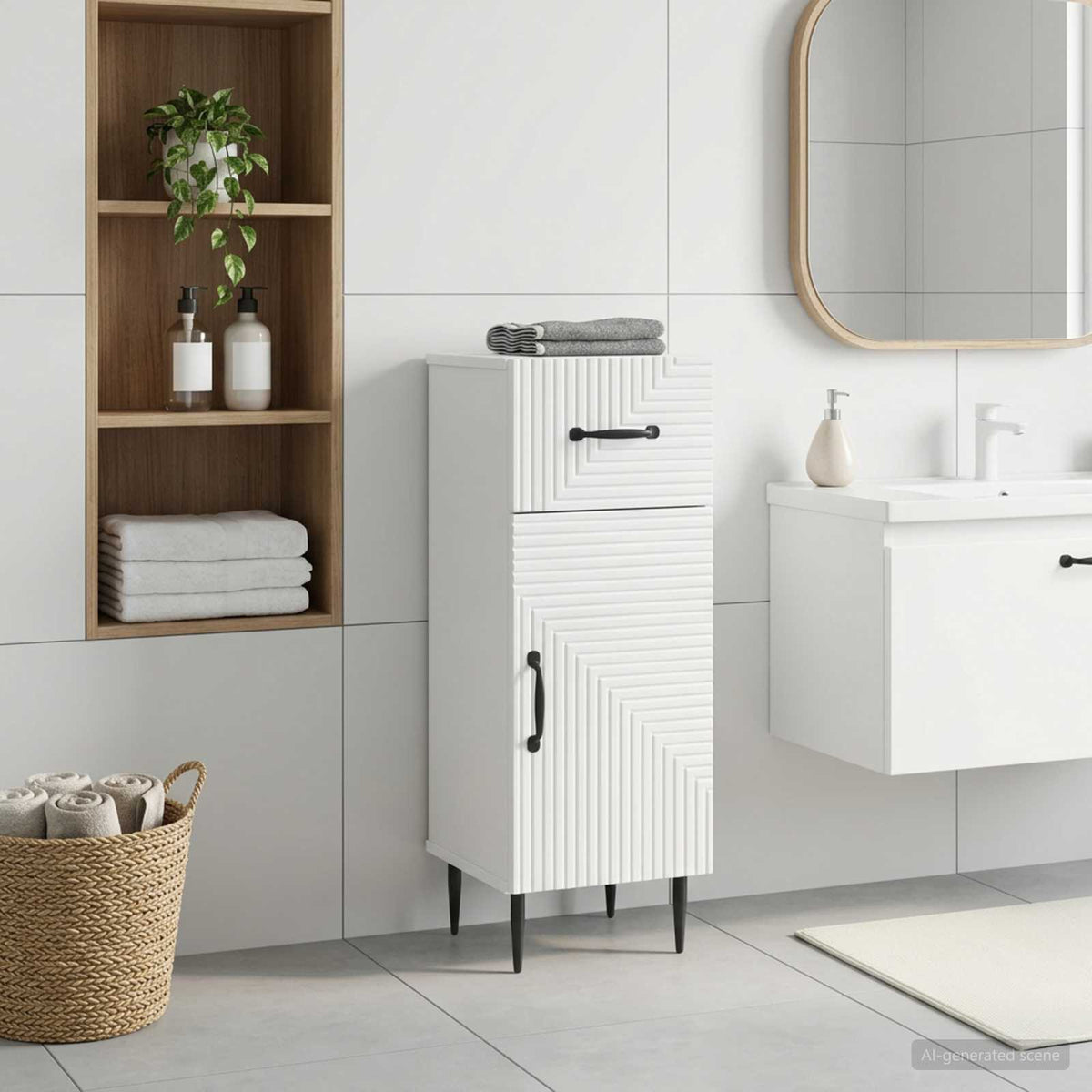Bathroom Storage Cabinet HAARLEM White 30 x 31 x 80 cm