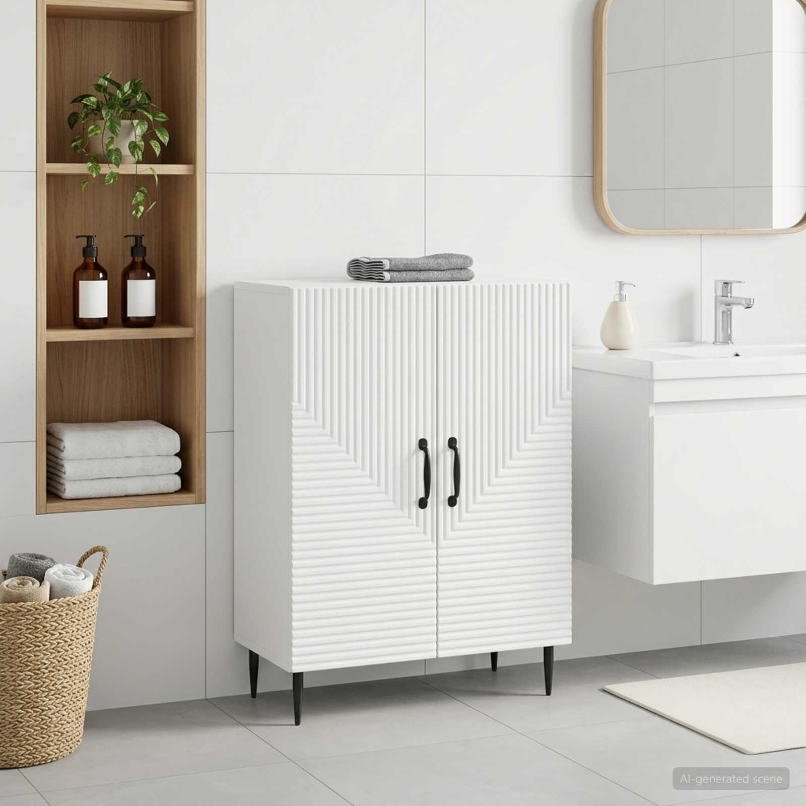 Bathroom Storage Cabinet HAARLEM White 59.5 x 31 x 80 cm