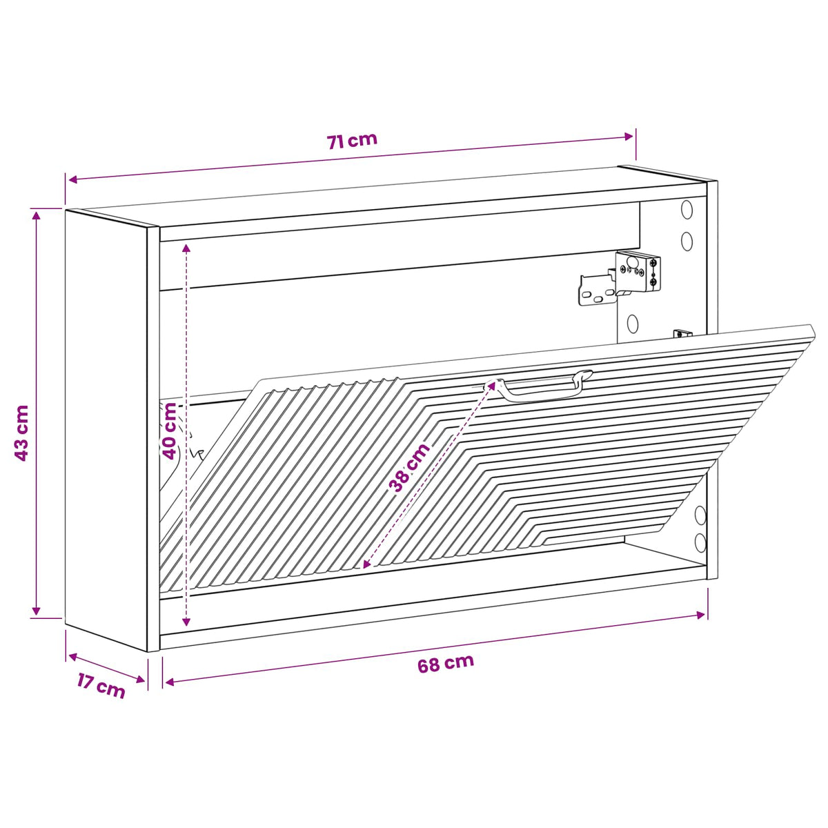 Wall-Mounted Shoe Cabinet HAARLEM 71 x 17 x 43 cm White