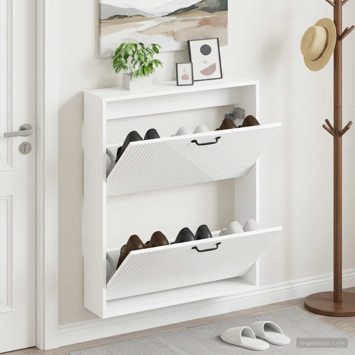 Wall-Mounted Shoe Cabinet HAARLEM 71 x 17 x 86 cm White