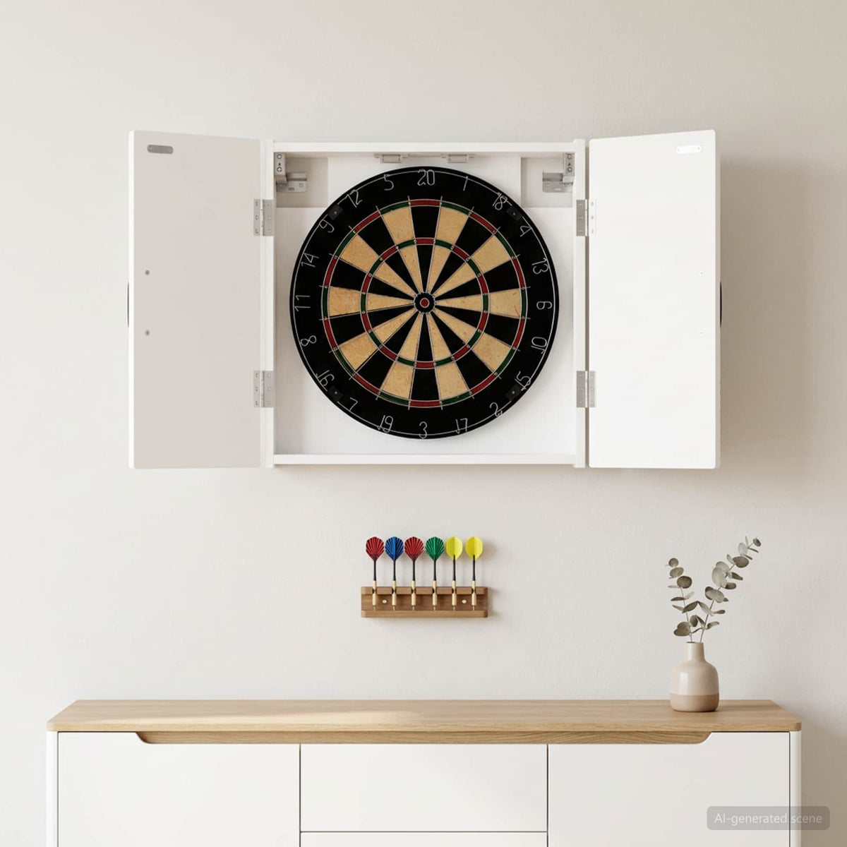 Dartboard Cabinet HOORN White 52.5 x 10.5 x 53.5 cm