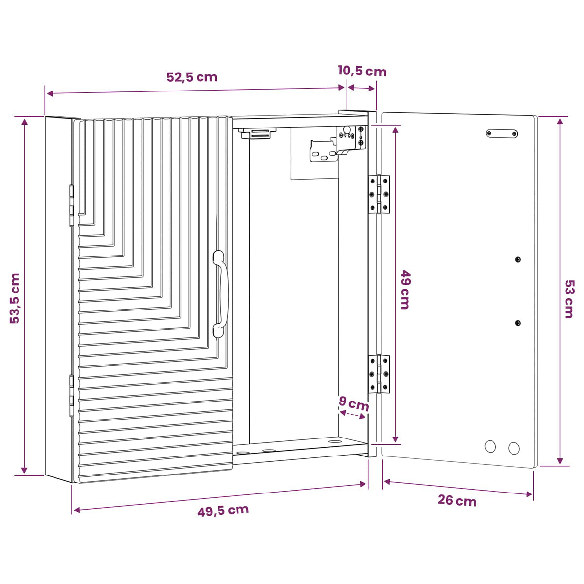 Dartboard Cabinet HAARLEM White 52.5 x 10.5 x 53.5 cm