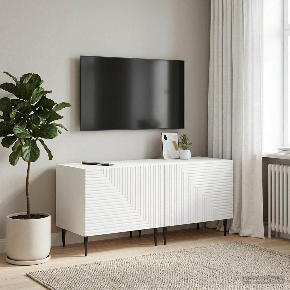 TV Cabinet White Engineered Wood