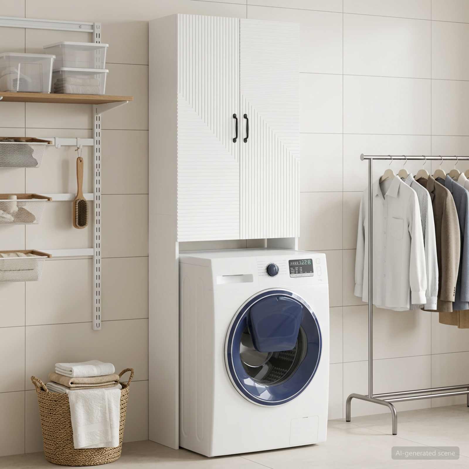 Toilet Cabinet HAARLEM White 66 x 25.5 x 190 cm Engineered Wood