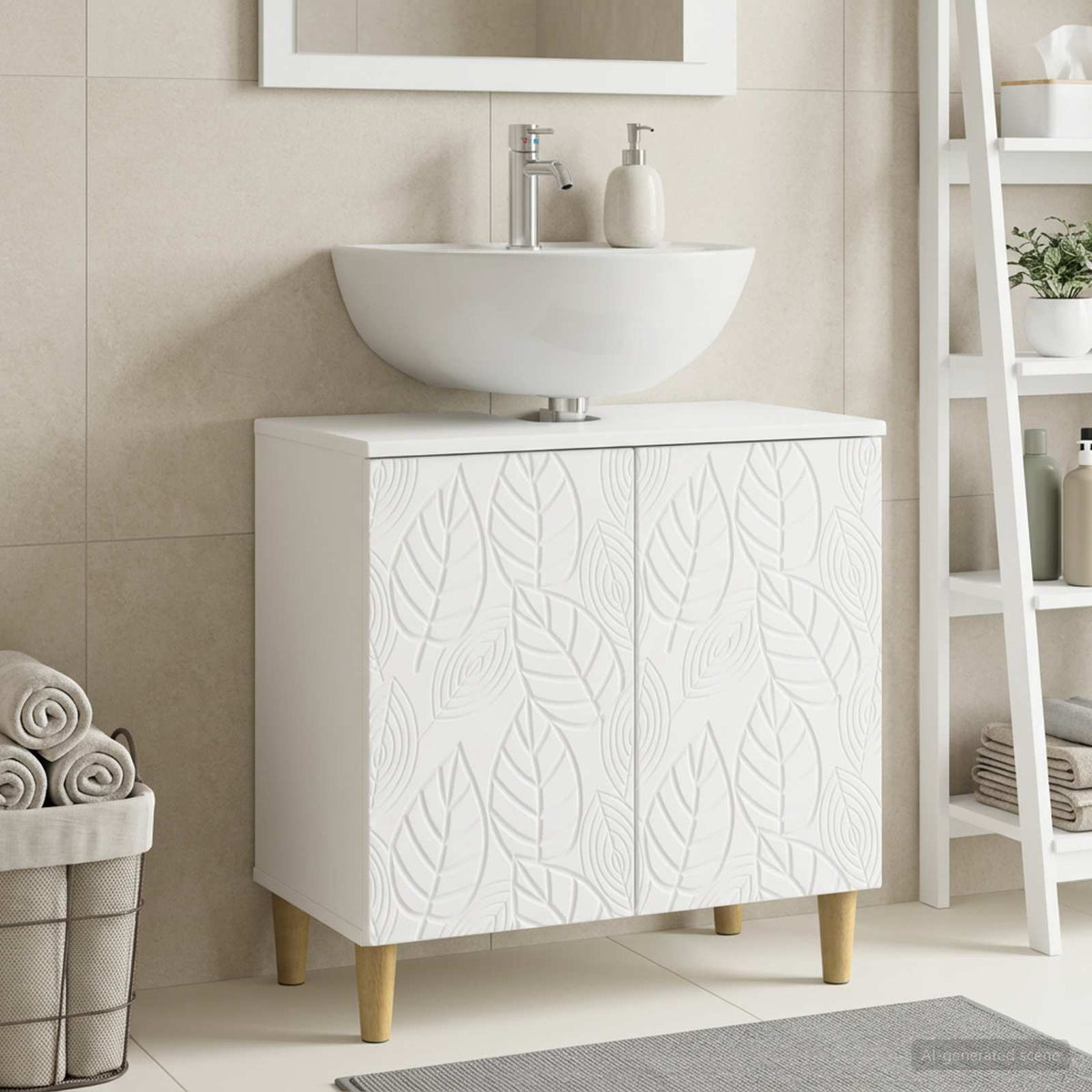 Bathroom Sink Cabinet DELFT White 59.5 x 31.5 x 59 cm