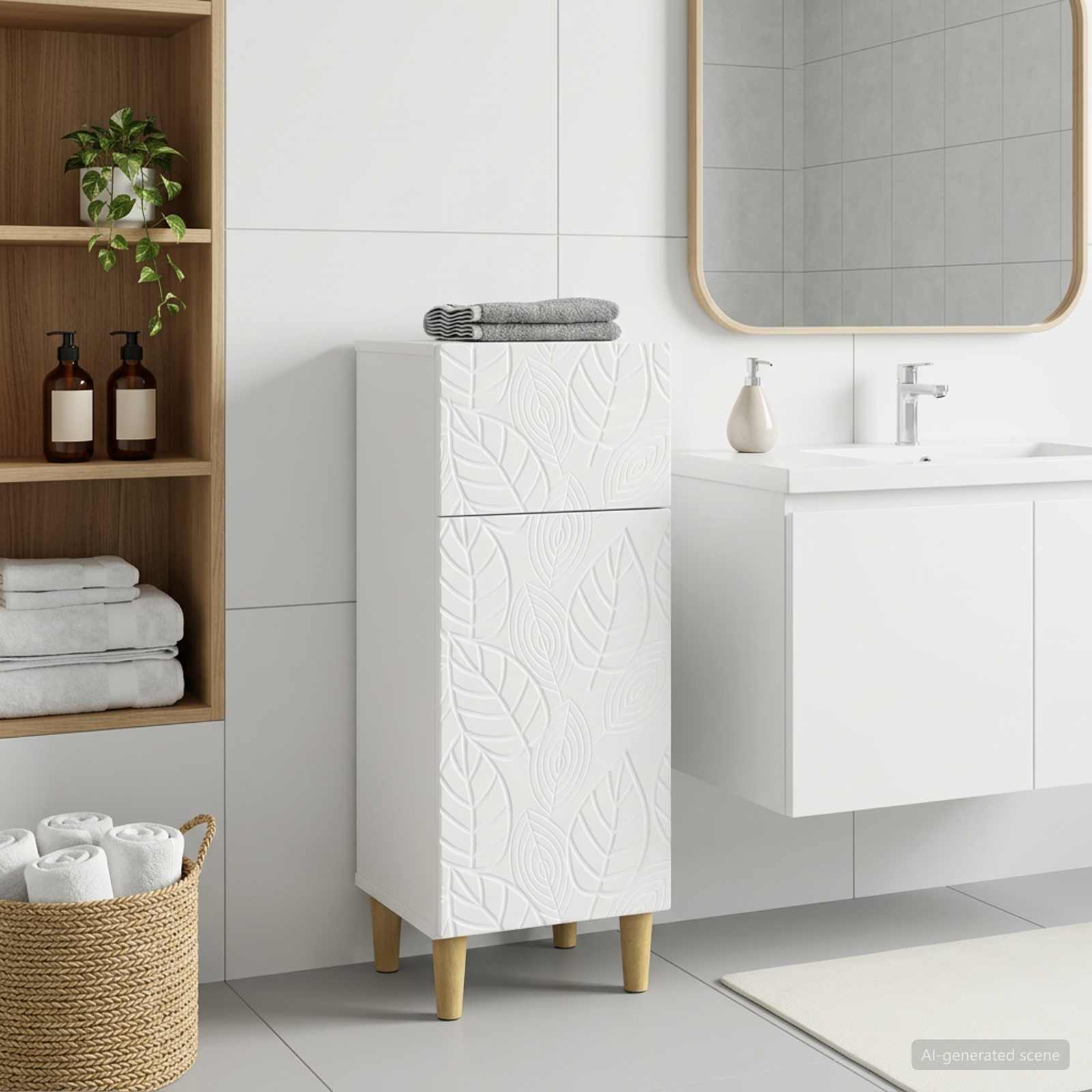 Bathroom Storage Cabinet DELFT White 30 x 31 x 80 cm