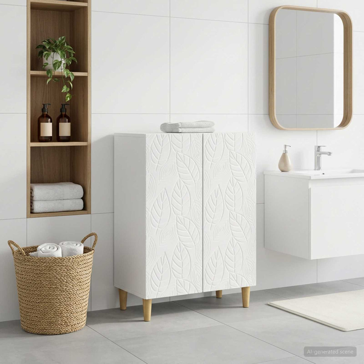 Bathroom Storage Cabinet DELFT White 59.5 x 31 x 80 cm