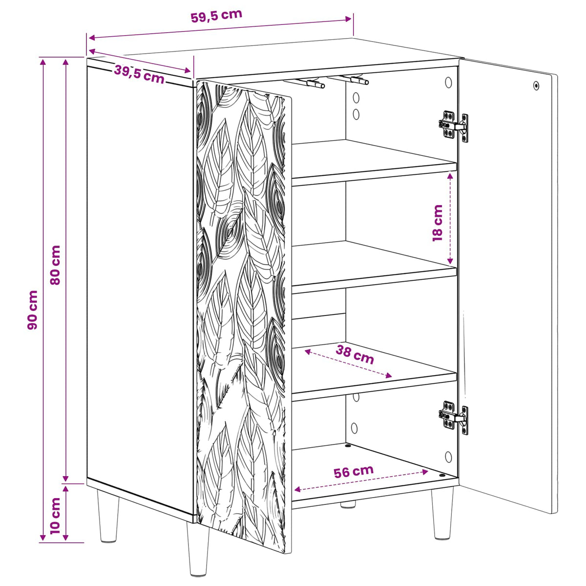 Shoe Cabinet DELFT 59.5 x 39.5 x 90 cm Engineered Wood White