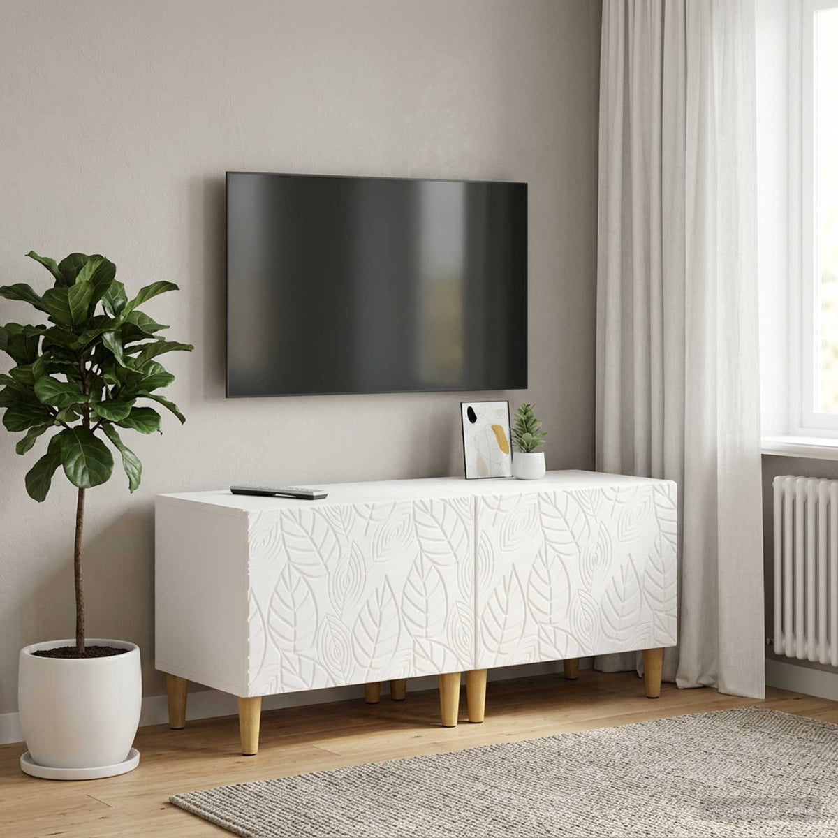 TV Cabinet White Engineered Wood