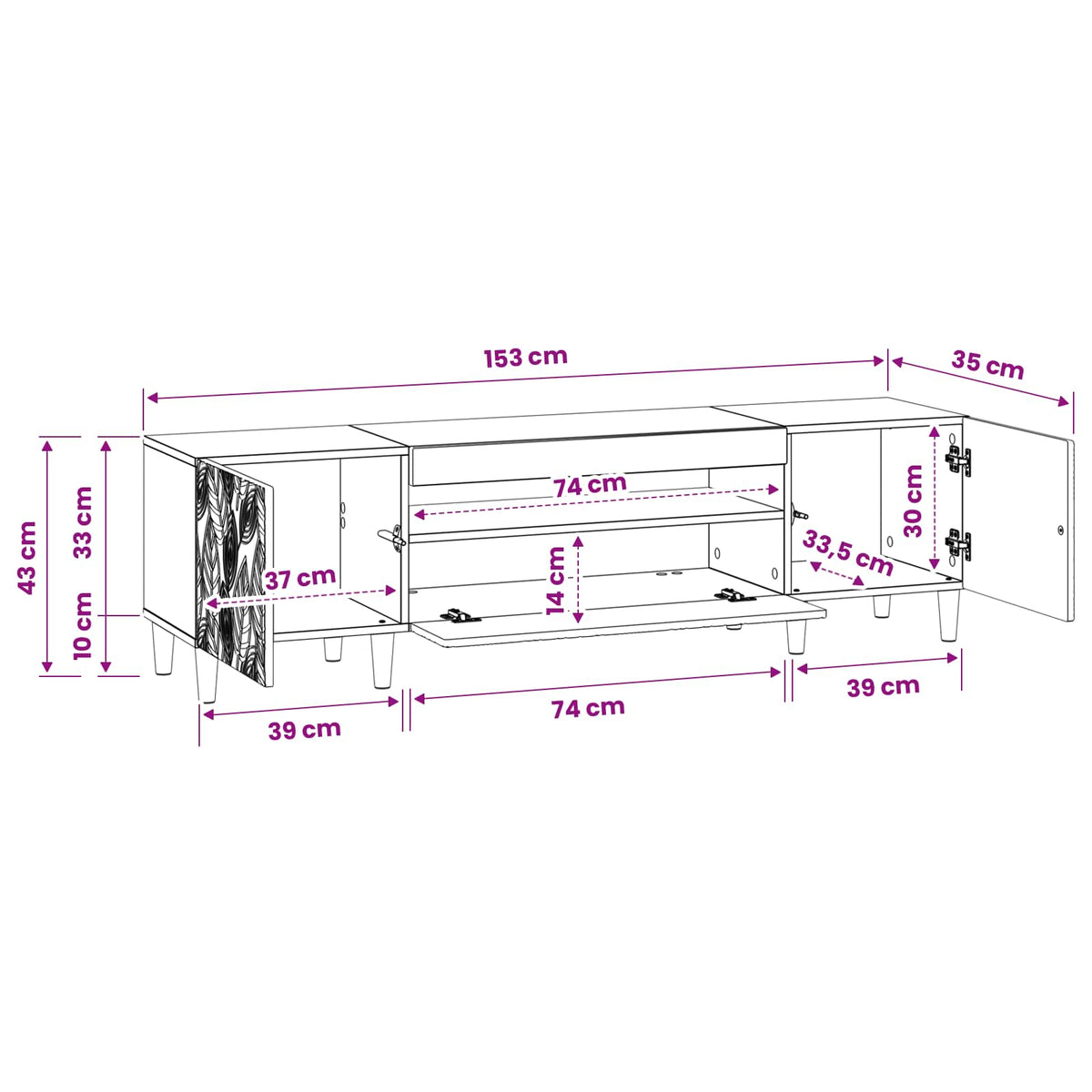 LED TV Cabinet White Engineered Wood