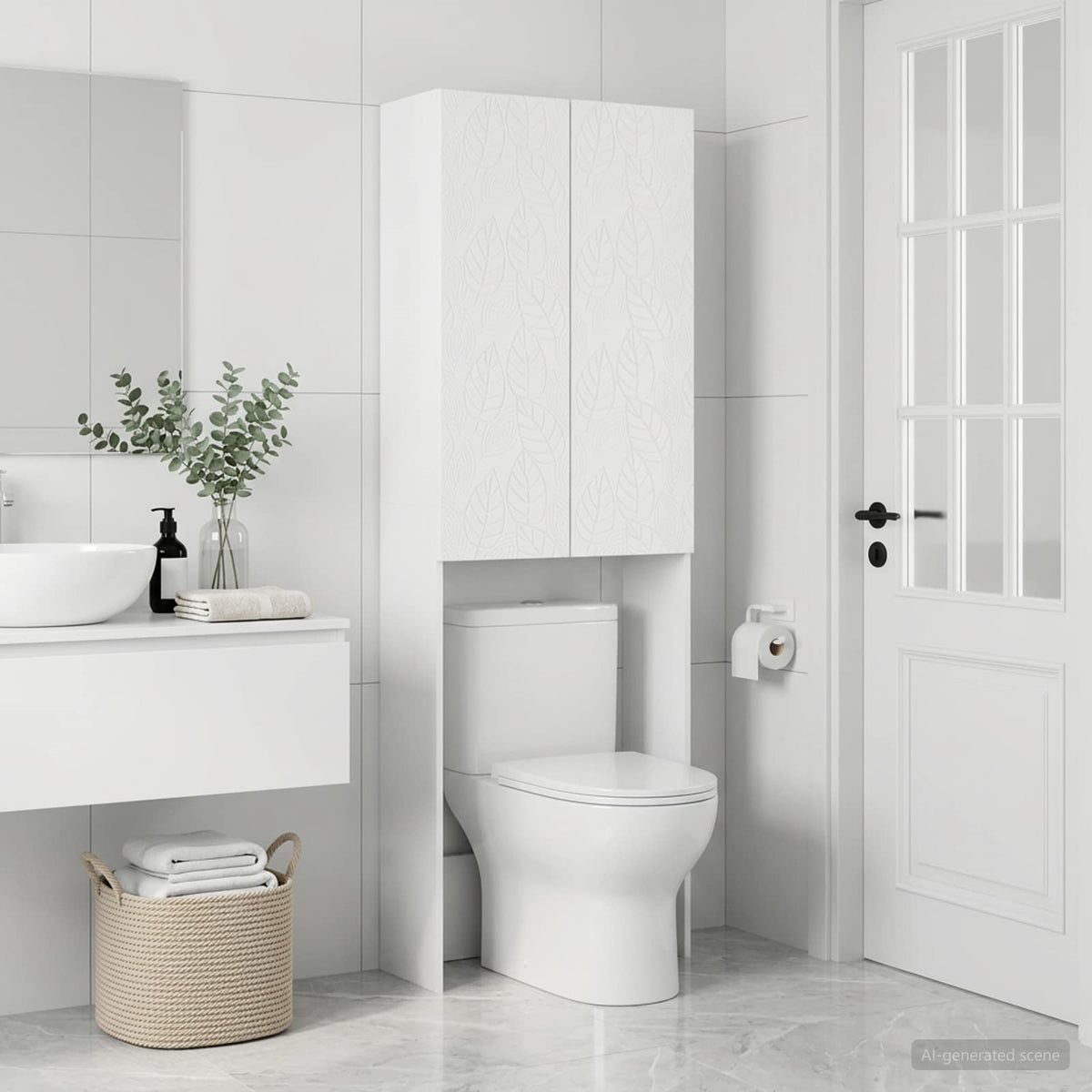 Toilet Cabinet DELFT White 66 x 25.5 x 190 cm Engineered Wood
