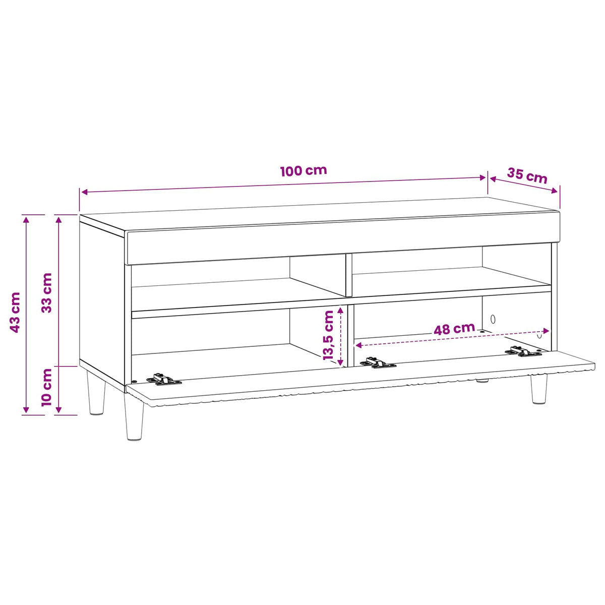 LED TV Cabinet White Engineered Wood