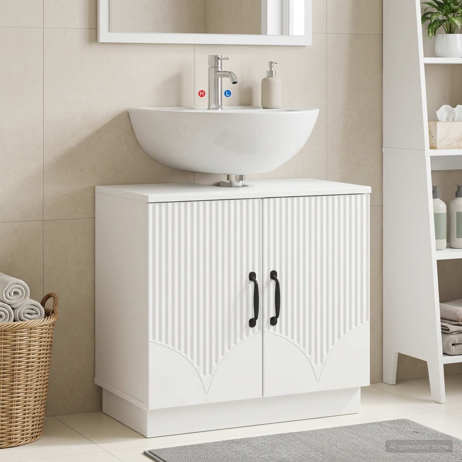 Bathroom Sink Cabinet HOORN White 59.5 x 31.5 x 56 cm