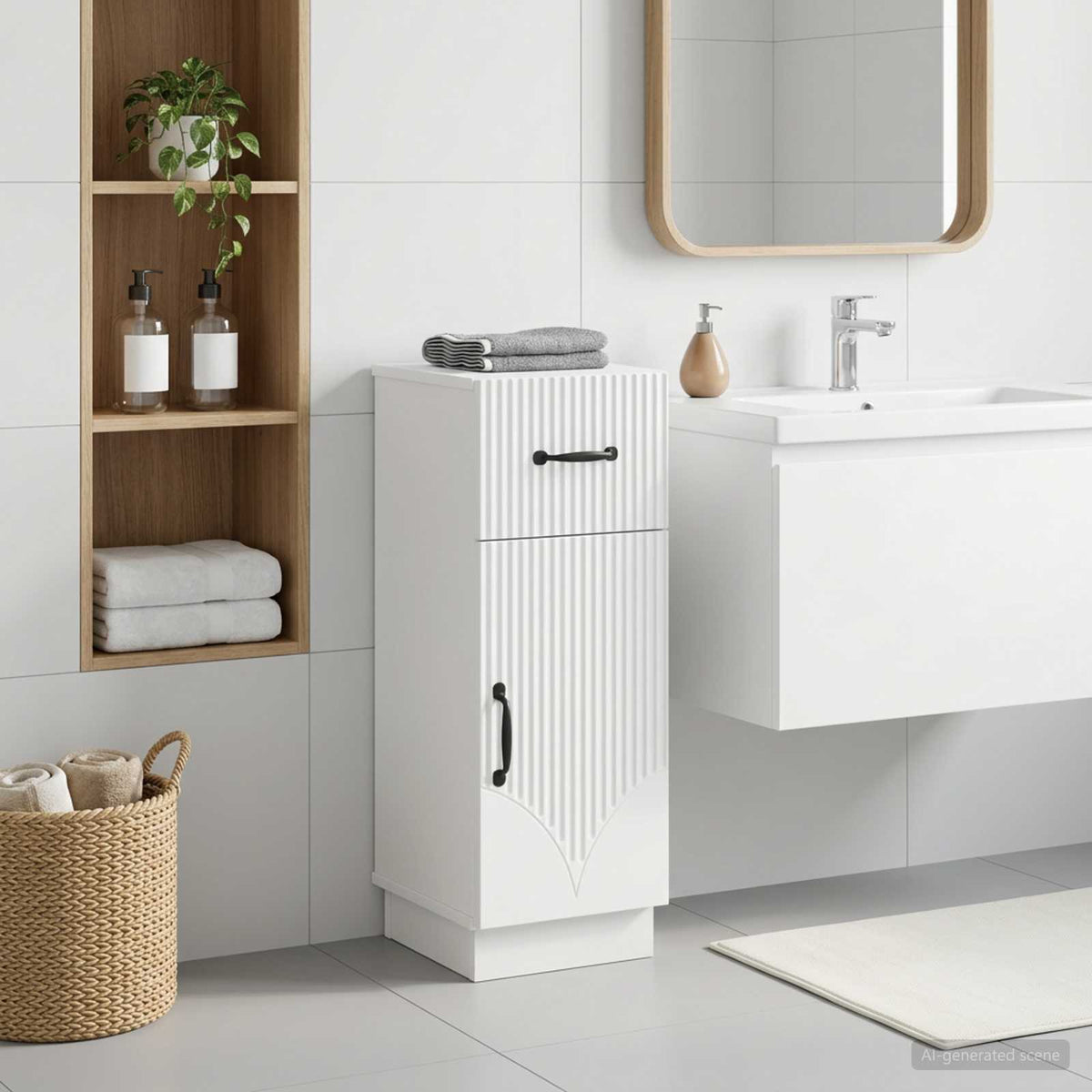 Bathroom Storage Cabinet HOORN White 30 x 31 x 77 cm