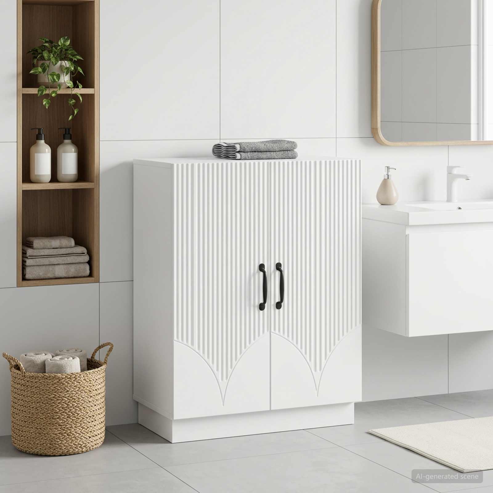 Bathroom Storage Cabinet HOORN White 59.5 x 31 x 77 cm