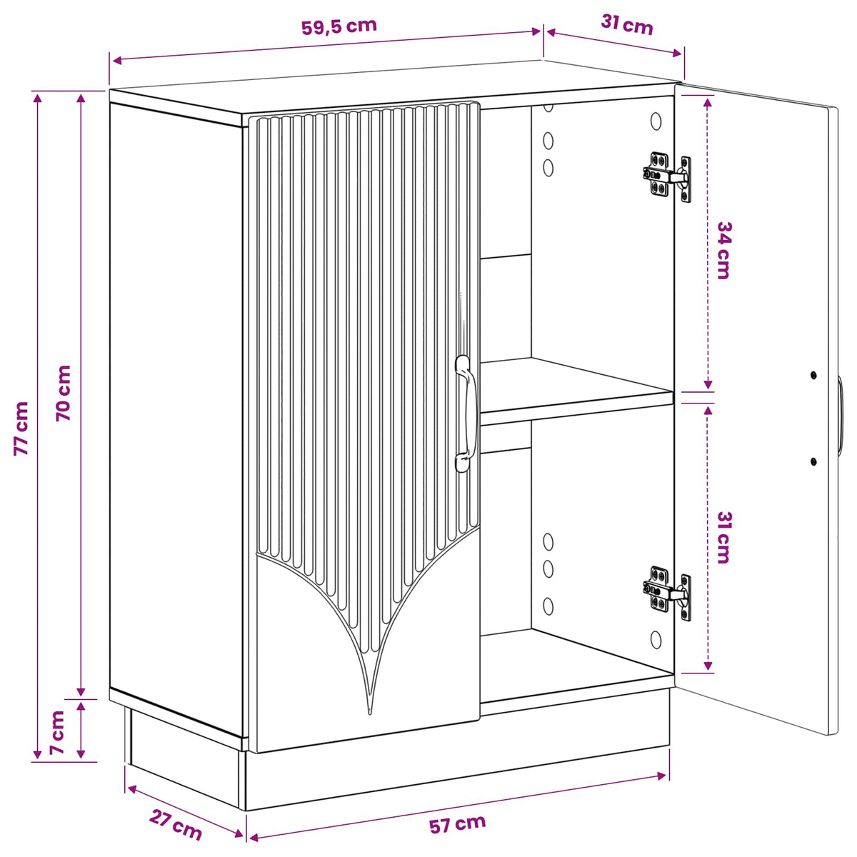 Bathroom Storage Cabinet HOORN White 59.5 x 31 x 77 cm