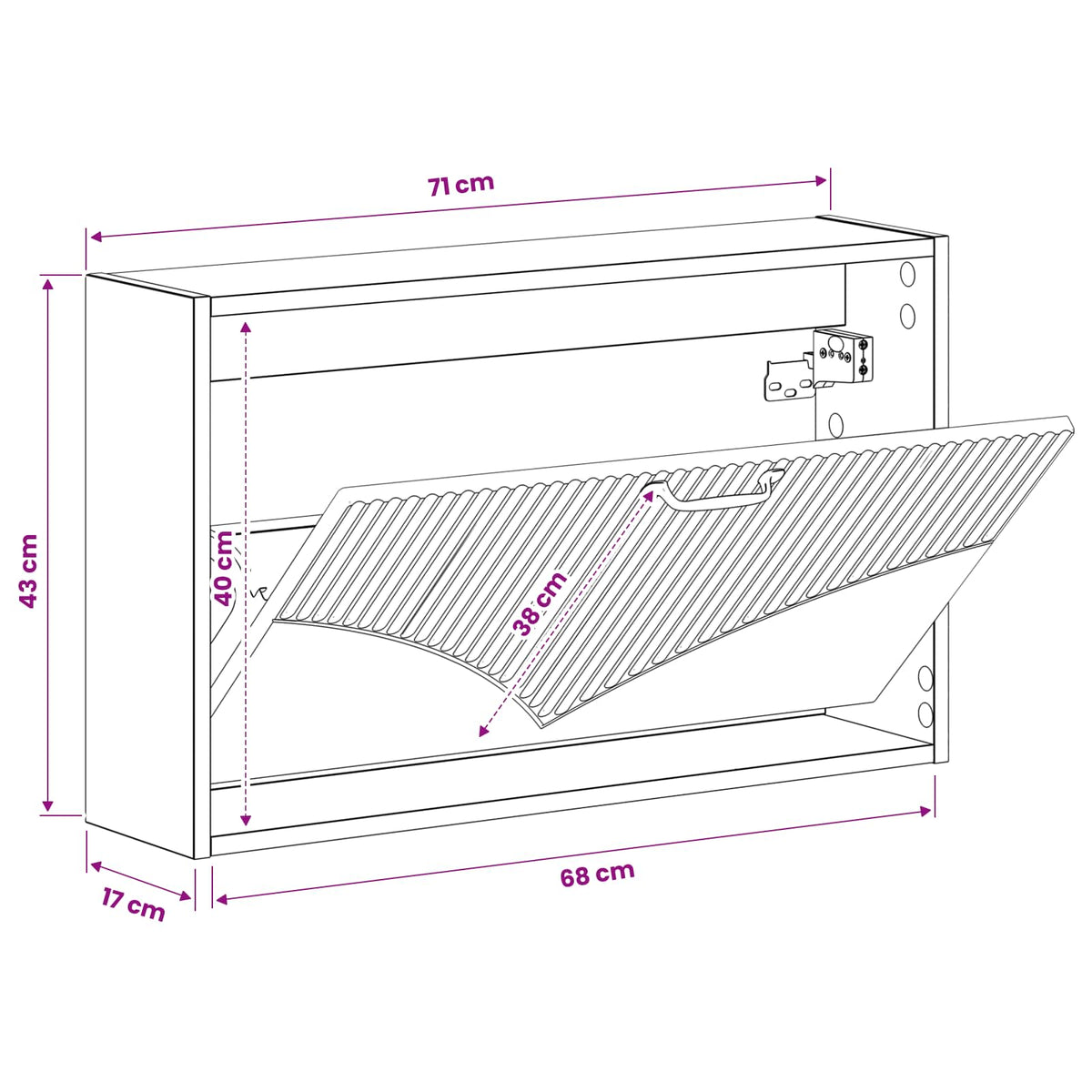 Wall-Mounted Shoe Cabinet HOORN 71 x 17 x 43 cm Engineered Wood