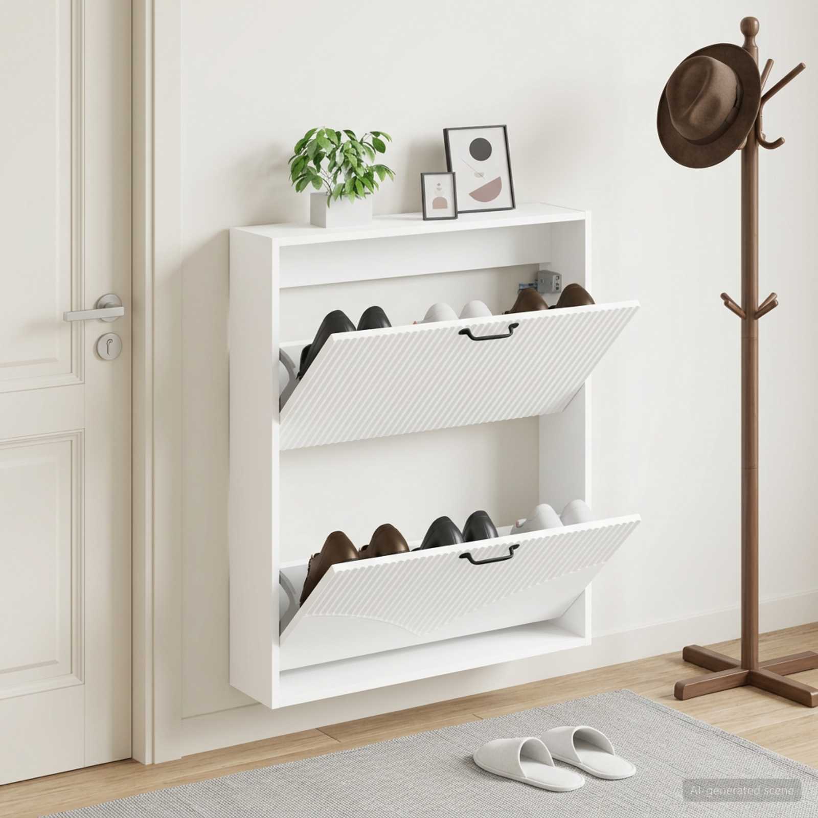Wall-Mounted Shoe Cabinet HOORN 71 x 17 x 86 cm Engineered Wood