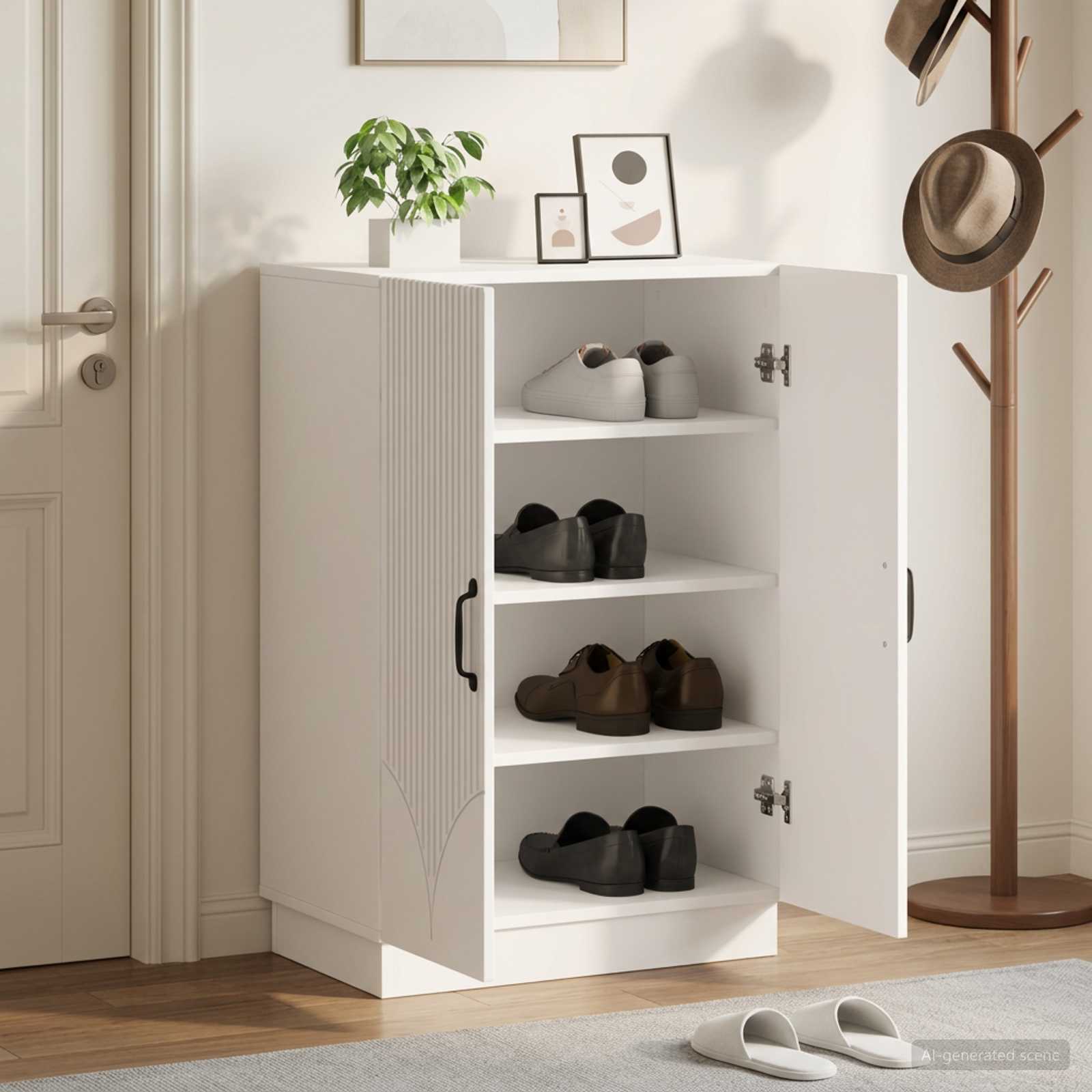 Shoe Cabinet HOORN 59.5 x 39.5 x 87 cm Engineered Wood White