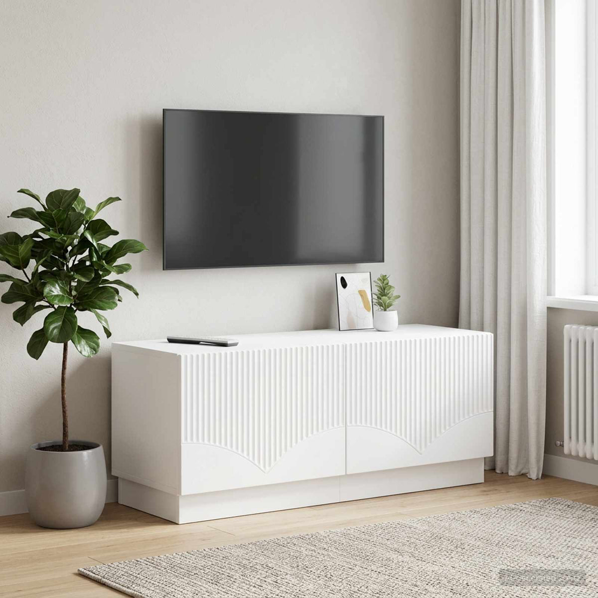 TV Cabinet White Engineered Wood