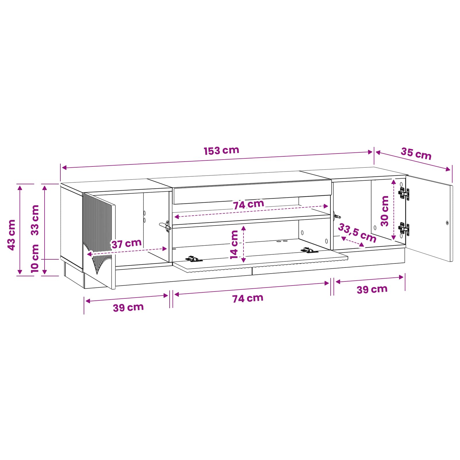 LED TV Cabinet White Engineered Wood