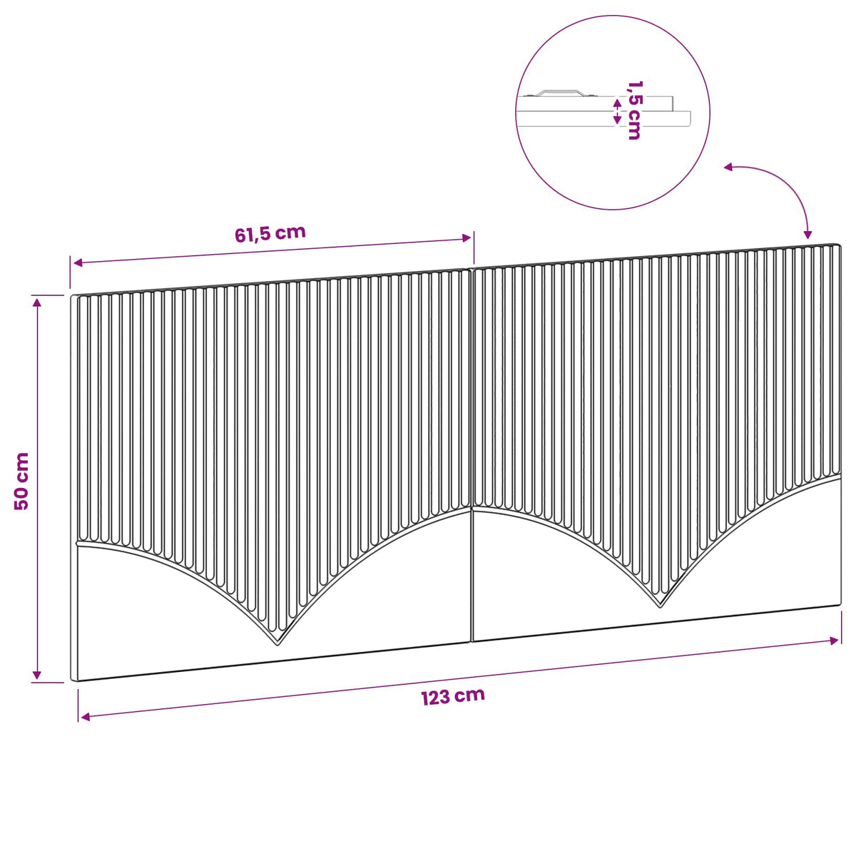 Wall-Mounted Headboard HOORN Sonoma Oak Engineered Wood
