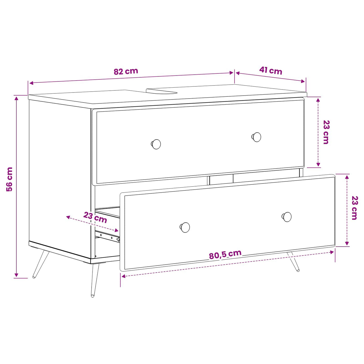Bathroom Sink Cabinet BREDA White 82 x 41 x 59 cm