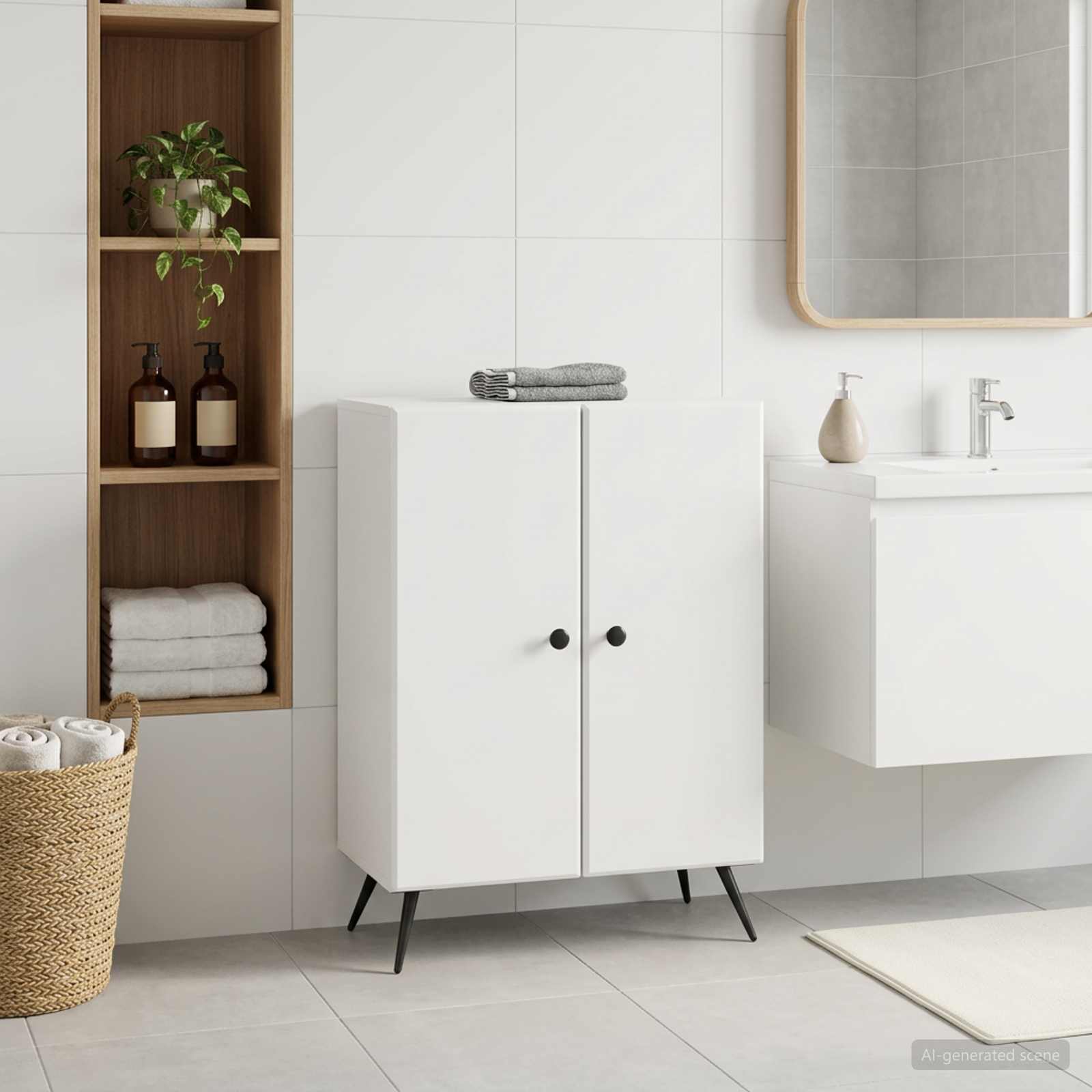Bathroom Storage Cabinet BREDA White 59.5 x 31 x 80 cm