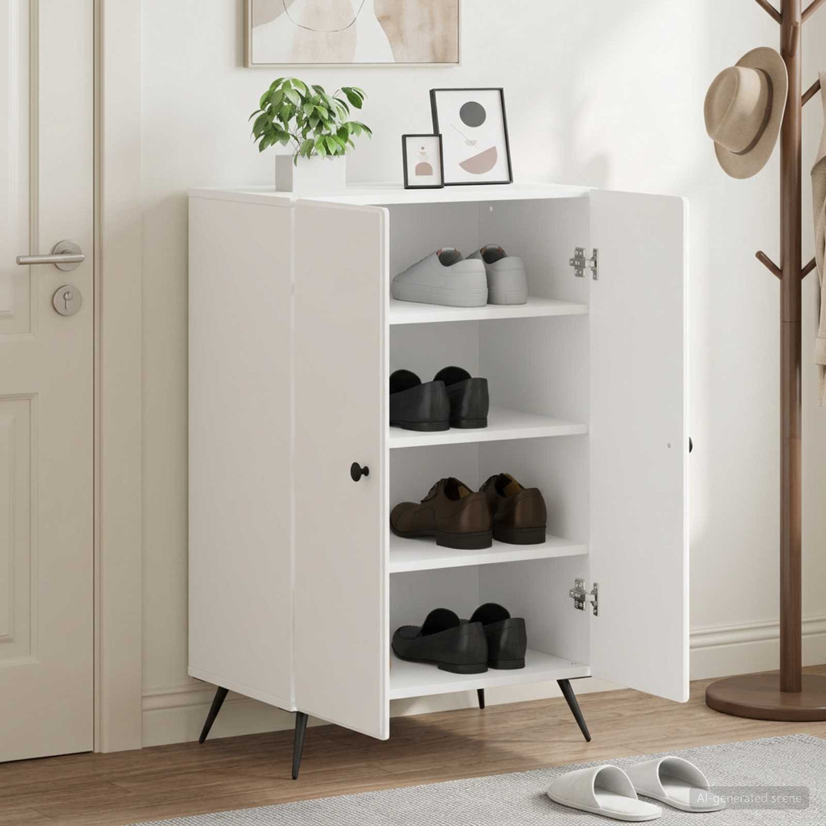 Shoe Cabinet BREDA 59.5 x 39.5 x 90 cm Engineered Wood White