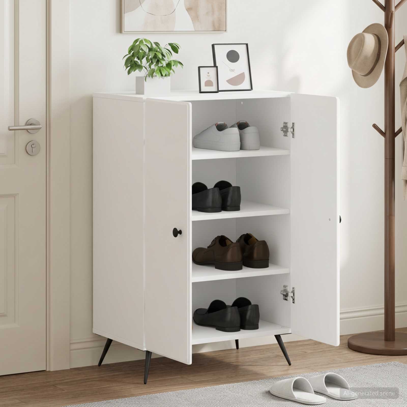 Shoe Cabinet BREDA 59.5 x 39.5 x 90 cm Engineered Wood White