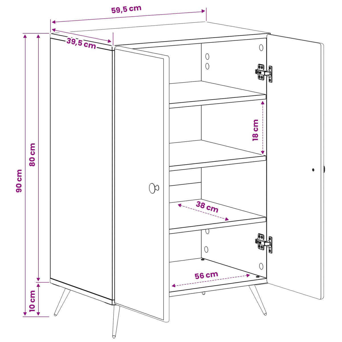 Shoe Cabinet BREDA 59.5 x 39.5 x 90 cm Engineered Wood White