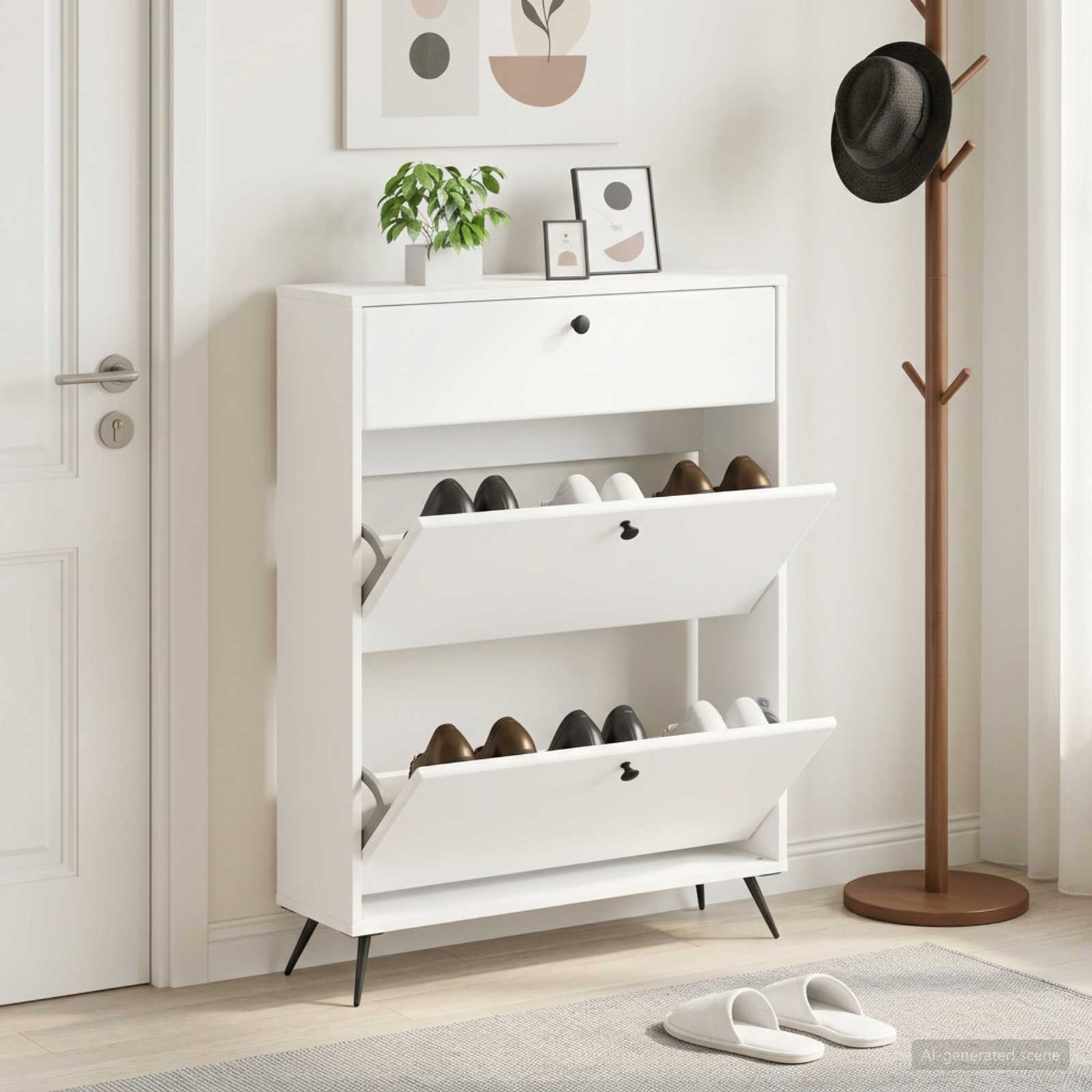Shoe Cabinet BREDA 78 x 24 x 103 cm Engineered Wood White