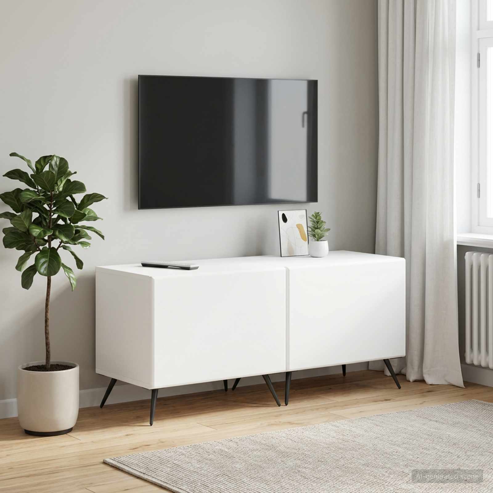 TV Cabinet White Engineered Wood
