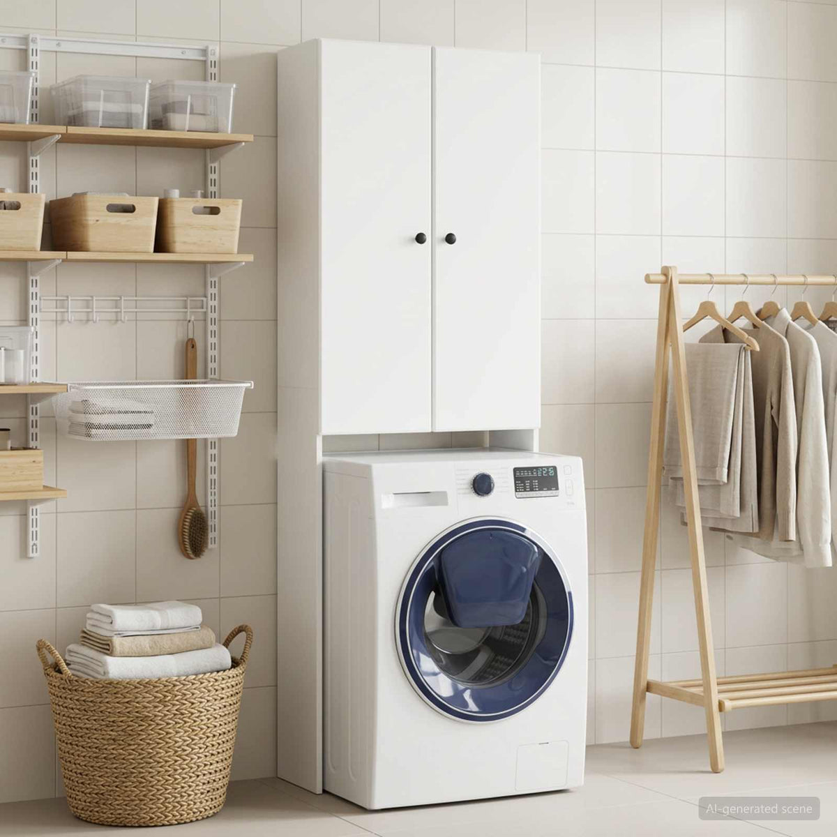 Toilet Cabinet BREDA White 66 x 25.5 x 190 cm Engineered Wood