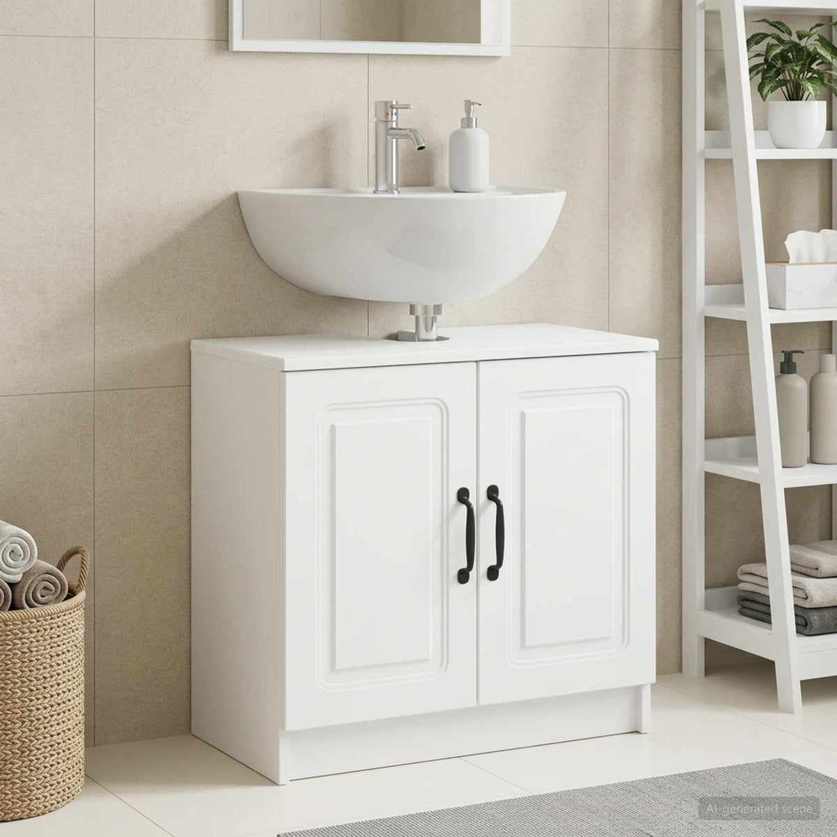 Bathroom Sink Cabinet UTRECHT White 59.5 x 31.5 x 59 cm