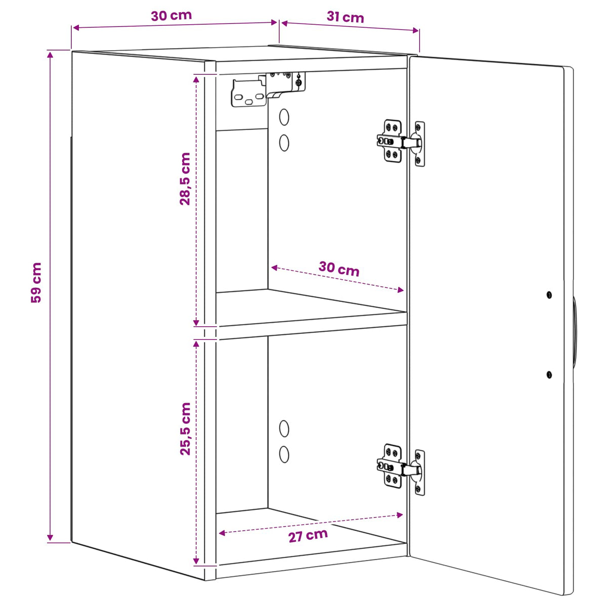 Bathroom Wall Cabinet UTRECHT White 30 x 31 x 59 cm