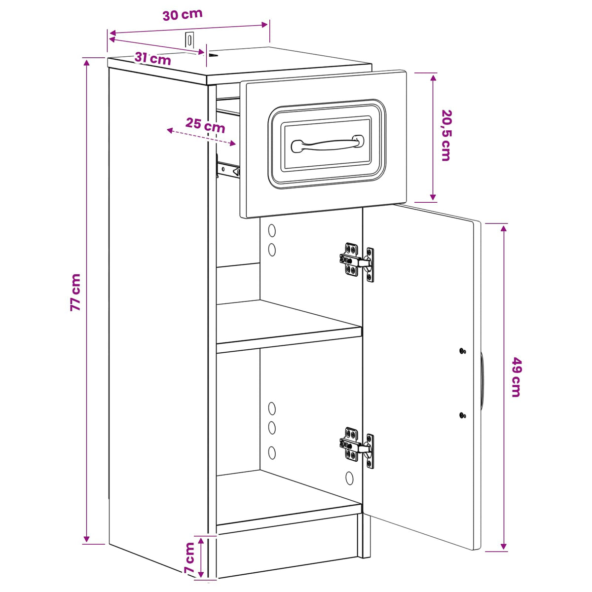 Bathroom Storage Cabinet UTRECHT White 30 x 31 x 77 cm