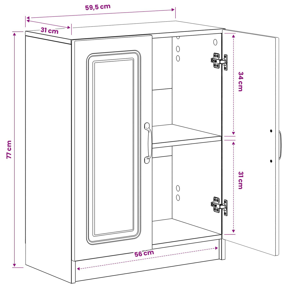 Bathroom Storage Cabinet UTRECHT White 59.5 x 31 x 77 cm