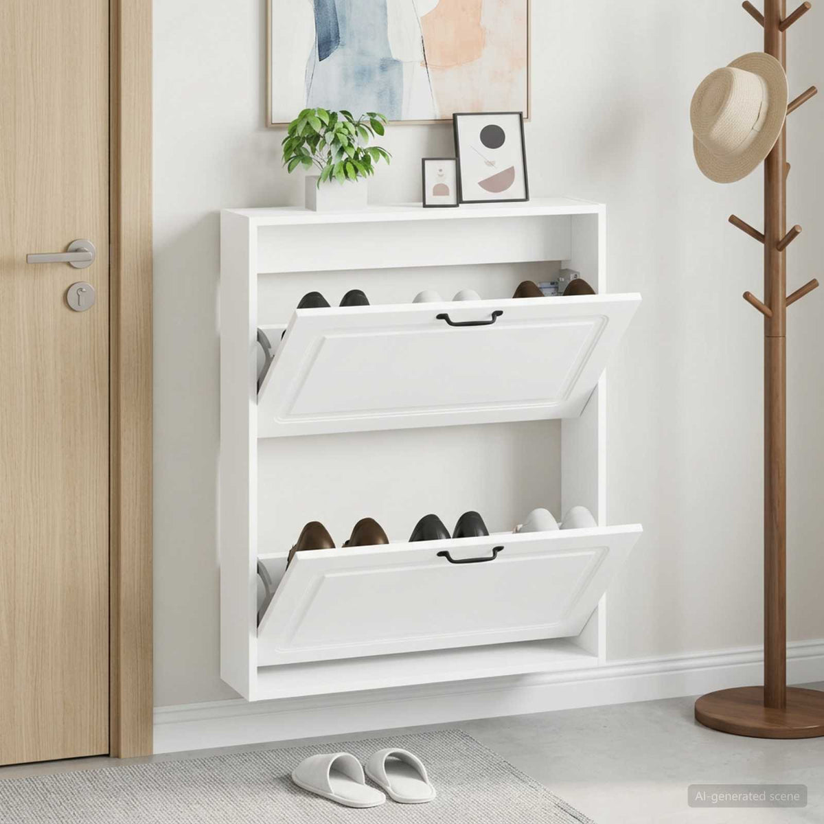 Wall-Mounted Shoe Cabinet UTRECHT 71 x 17 x 86 cm White