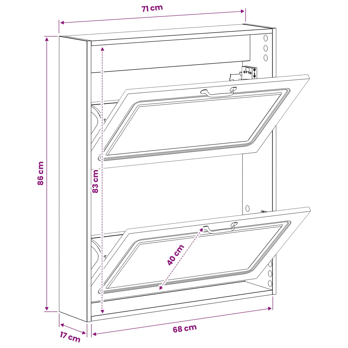 Wall-Mounted Shoe Cabinet UTRECHT 71 x 17 x 86 cm White