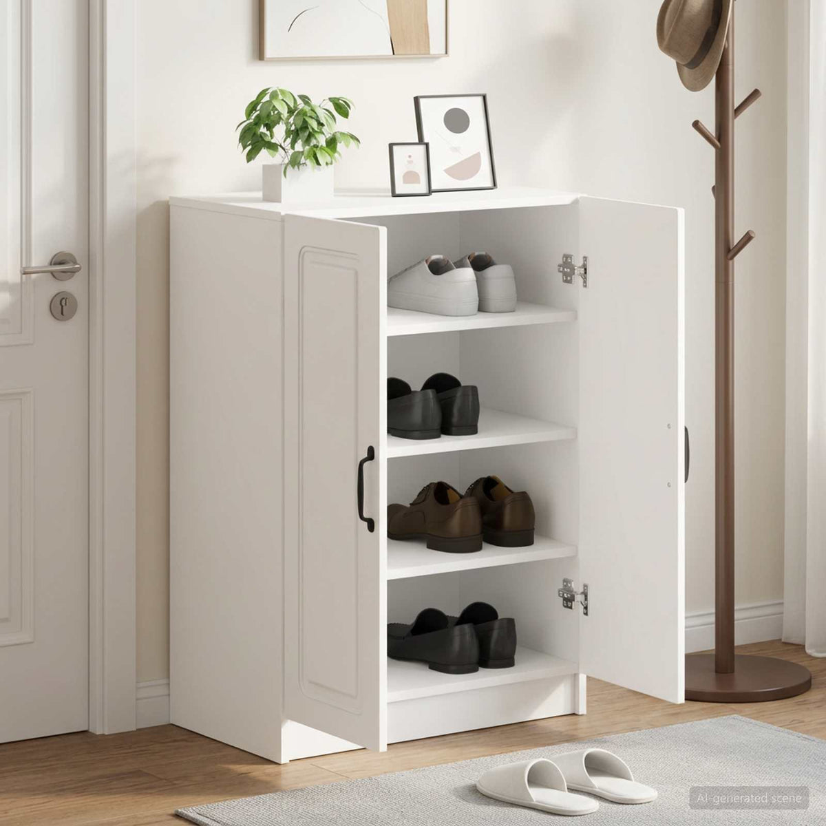 Shoe Cabinet UTRECHT 59.5 x 39.5 x 87 cm Engineered Wood White