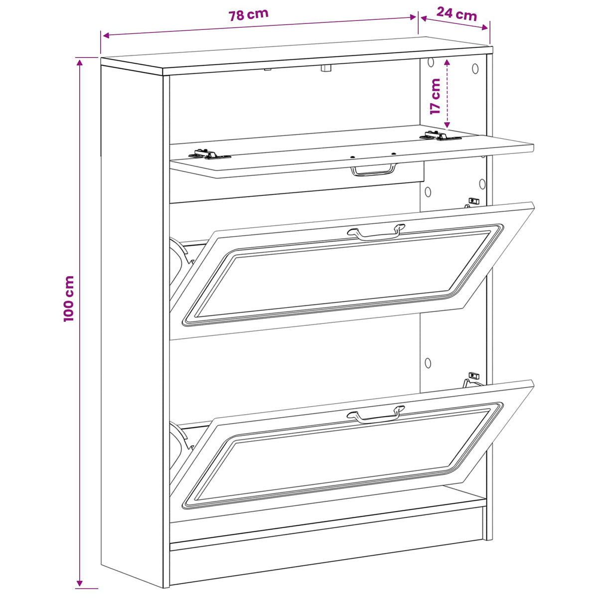 Shoe Cabinet UTRECHT 78 x 24 x 100 cm Engineered Wood White