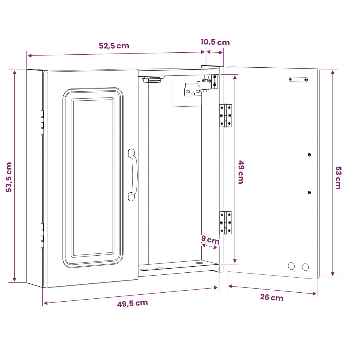 Dartboard Cabinet UTRECHT White 52.5 x 10.5 x 53.5 cm