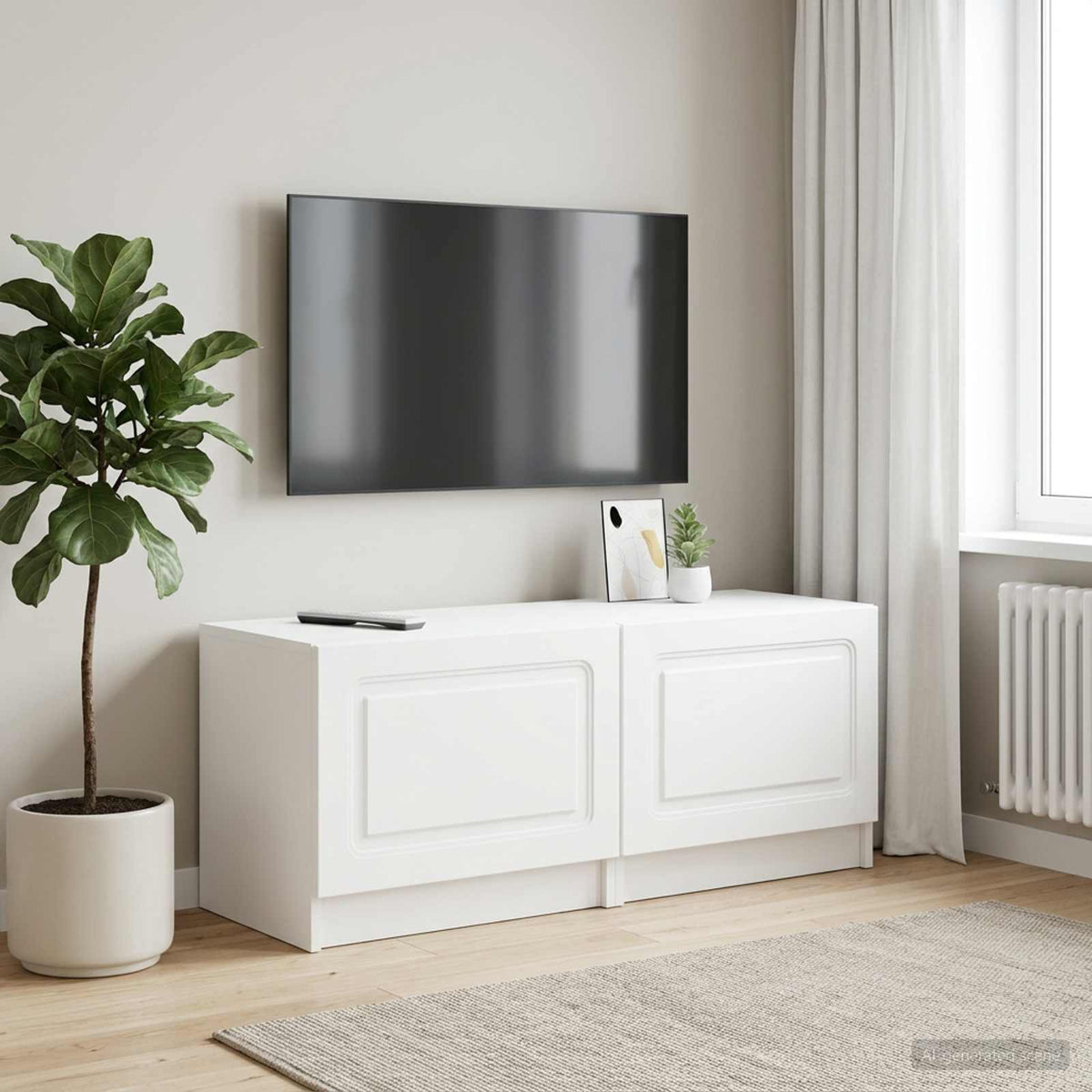 TV Cabinet White Engineered Wood