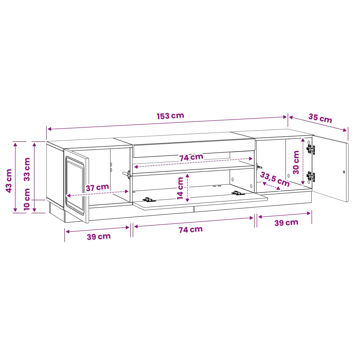LED TV Cabinet White Engineered Wood
