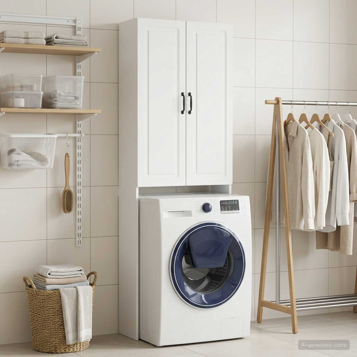 Toilet Cabinet UTRECHT White 66 x 25.5 x 190 cm Engineered Wood
