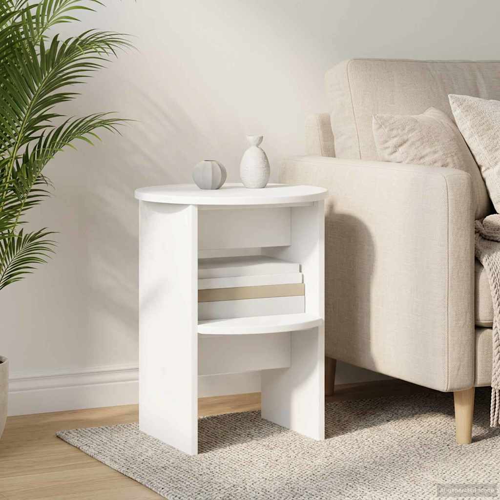 Side Cabinet 2 pcs White Ø40 x 50 cm Engineered Wood