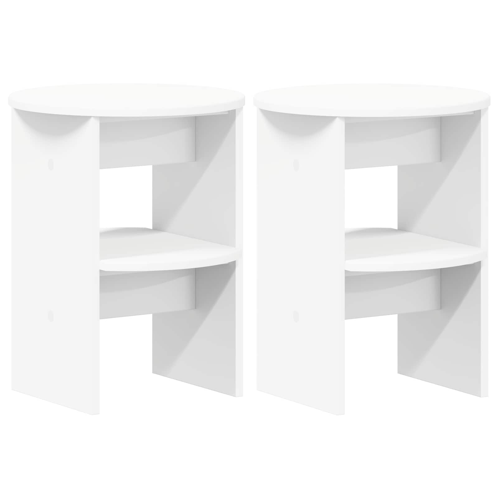Side Cabinet 2 pcs White Ø40 x 50 cm Engineered Wood