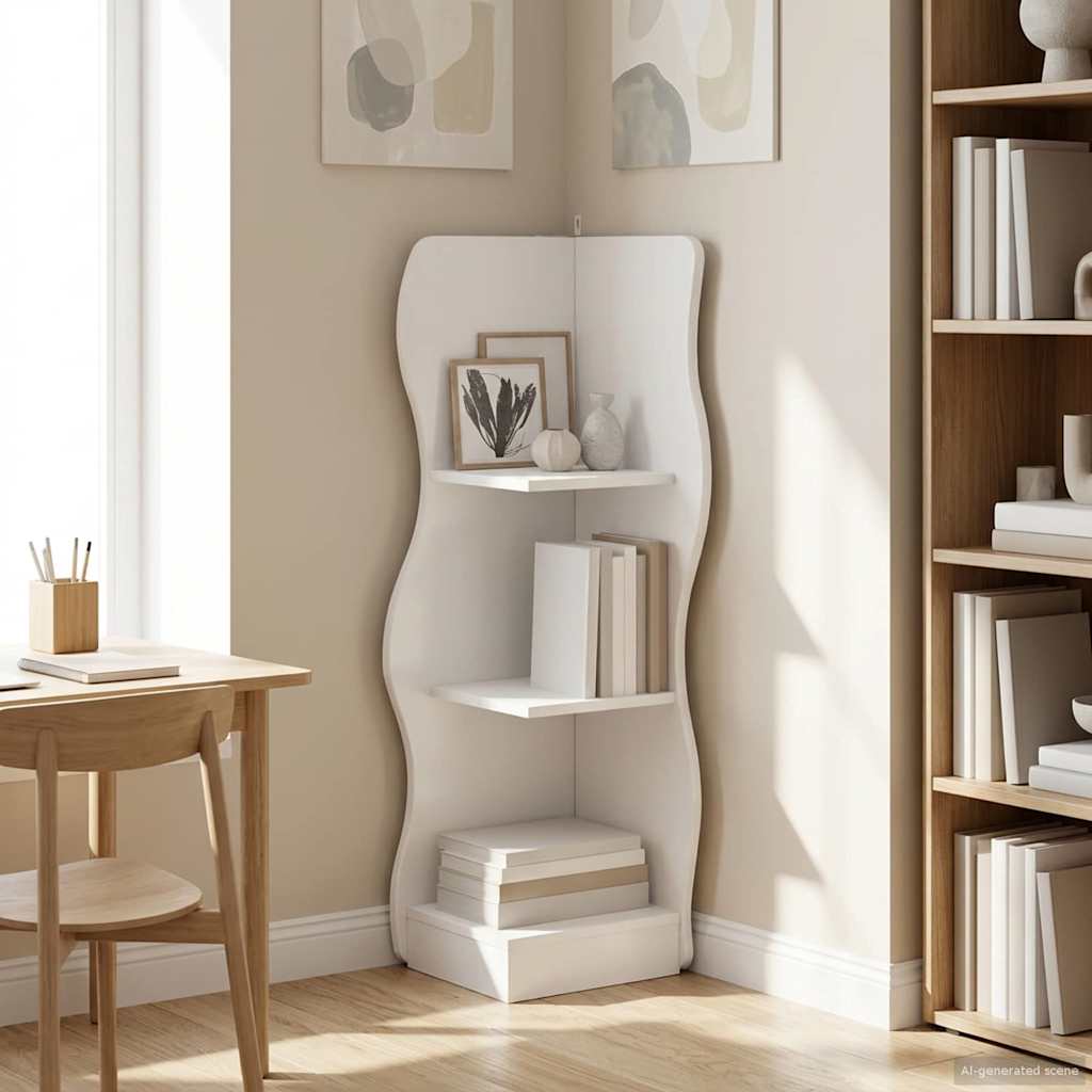 Corner Shelf with Shelf White 34 x 33 x 102 cm Engineered Wood