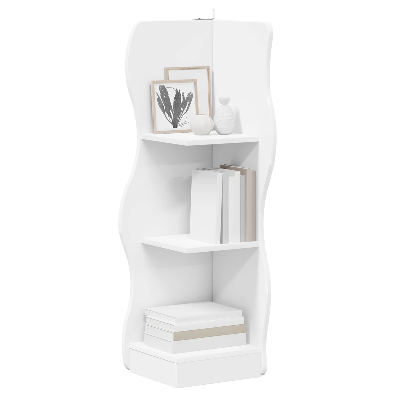 Corner Shelf with Shelf White 34 x 33 x 102 cm Engineered Wood